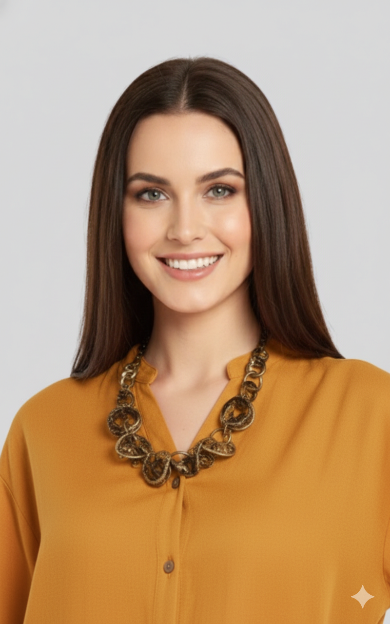 Nadia 7 Stylish Co-ord Set With Collared And Brown Trimmings