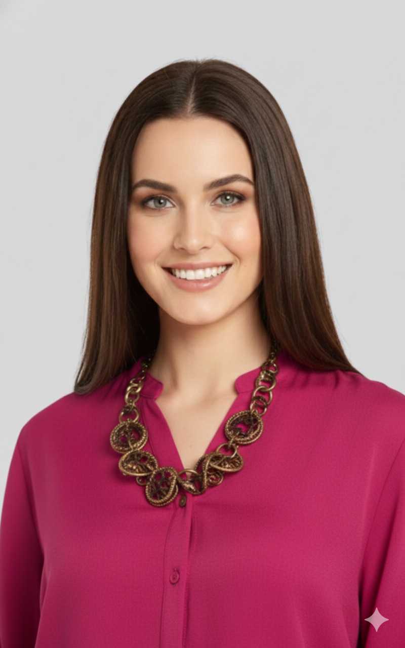 Nadia 2 Stylish Co-ord Set With Collared And Brown Trimmings