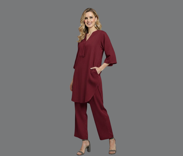 Cremson Cotton Co-ord Set